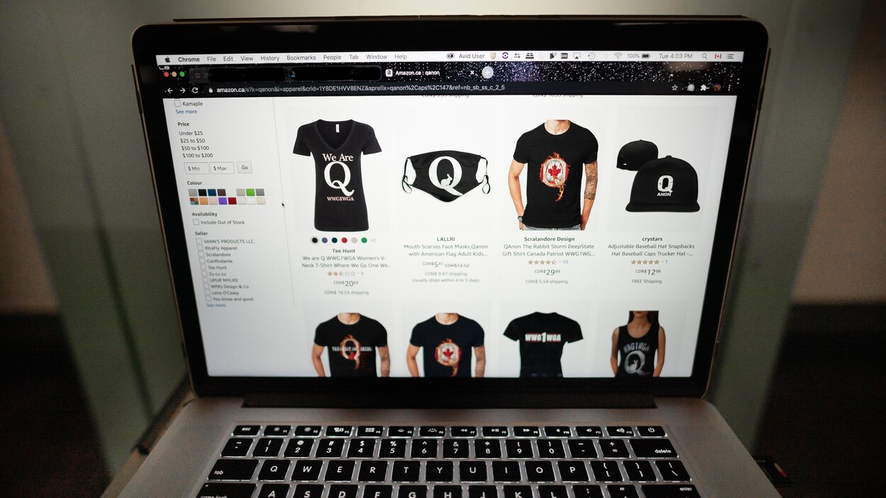 Une page de la boutique en ligne Amazon.