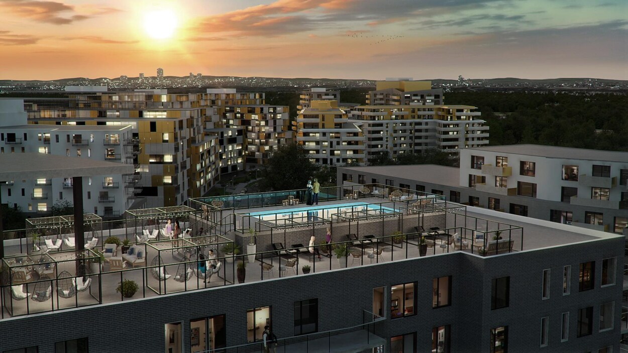 Maquette d'une terrasse sur le toit d'un des immeubles du Quartier Mosaïque.