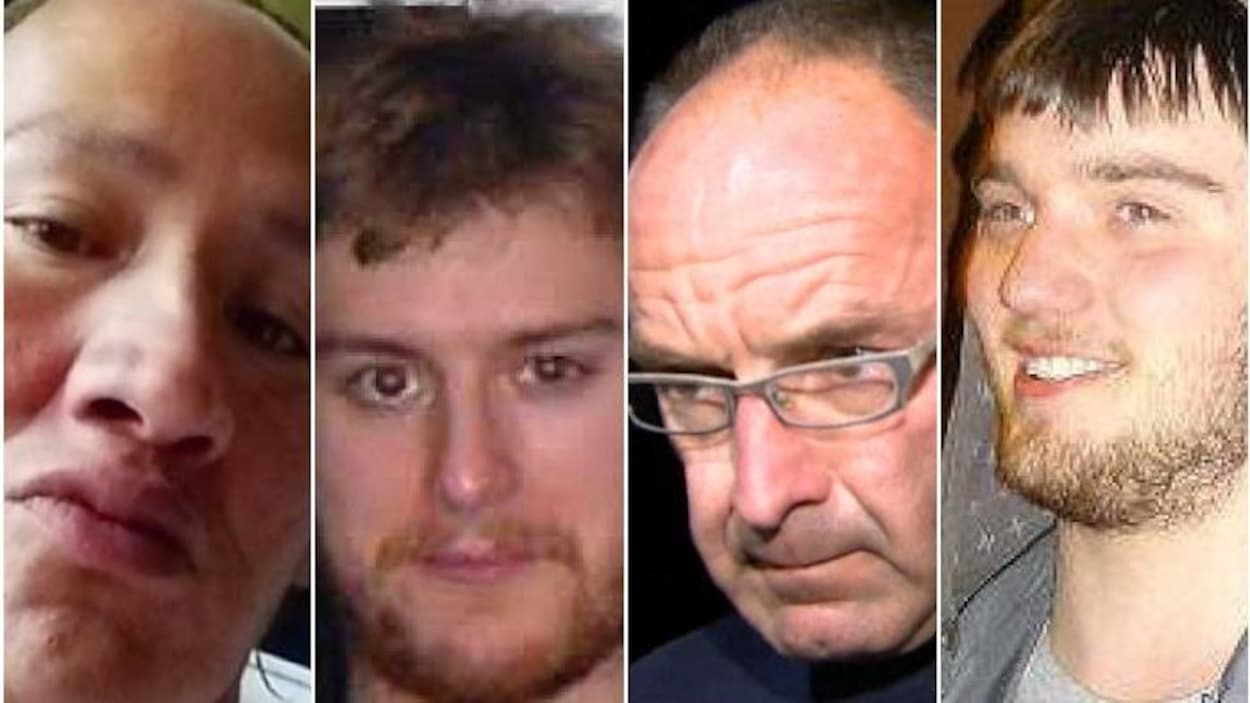 Les meurtriers John Paul Ostamas, Justin Bourque, Douglas Garland et Derek Saretzky (de gauche à droite). Les meurtriers John Paul Ostamas, Justin Bourque, Douglas Garland et Derek Saretzky (de gauche à droite).