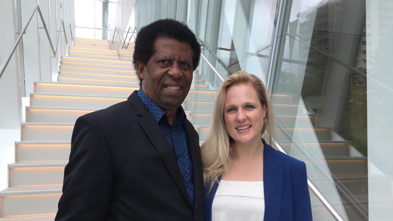 Dany Laferrière et Marie-Soleil Dion au Musée national des beaux-arts du Québec.