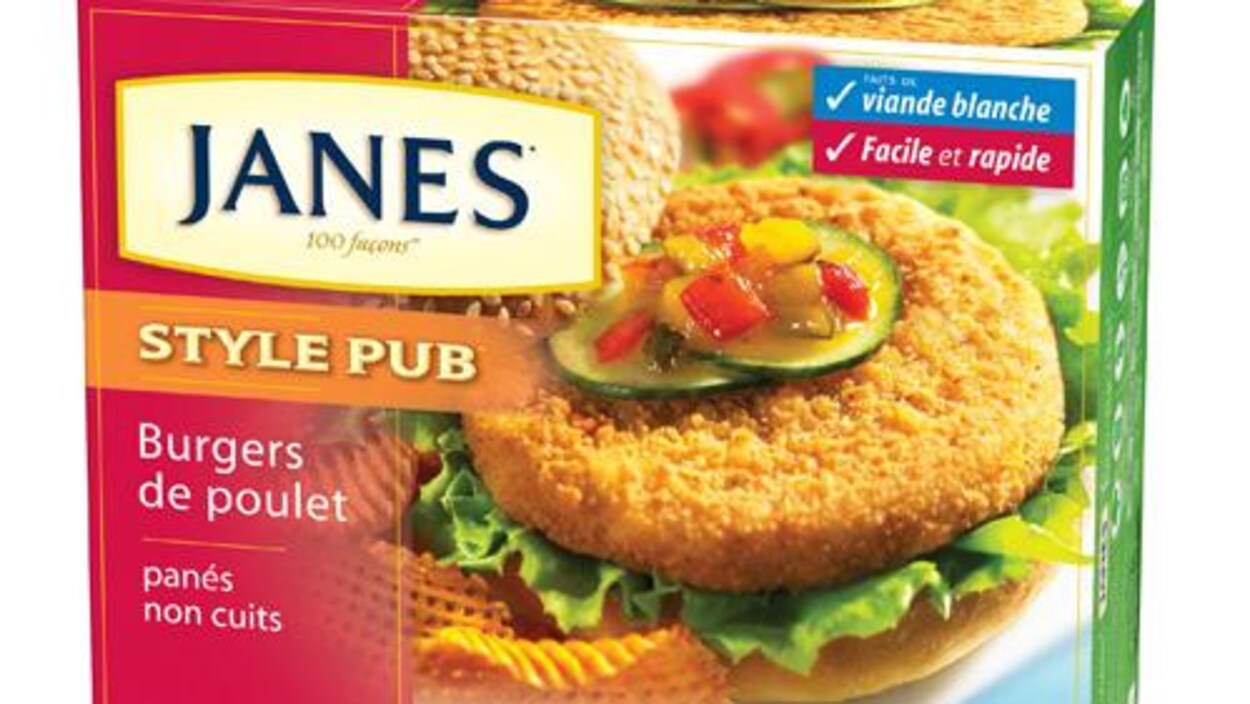 Photo d'une boîte de boulettes de poulet surgelé de marque Janes Photo d'une boîte de boulettes de poulet surgelé de marque Janes