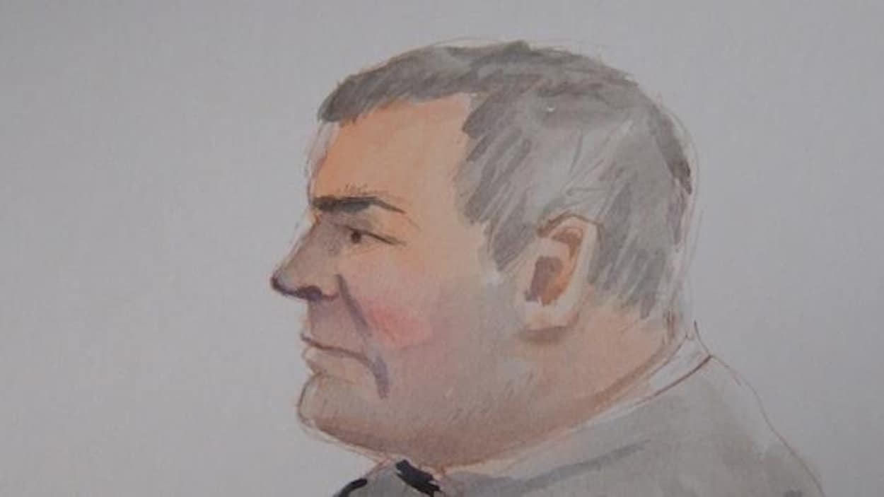 Une illustration de Raymond Cormier de profil qui regarde au loin.