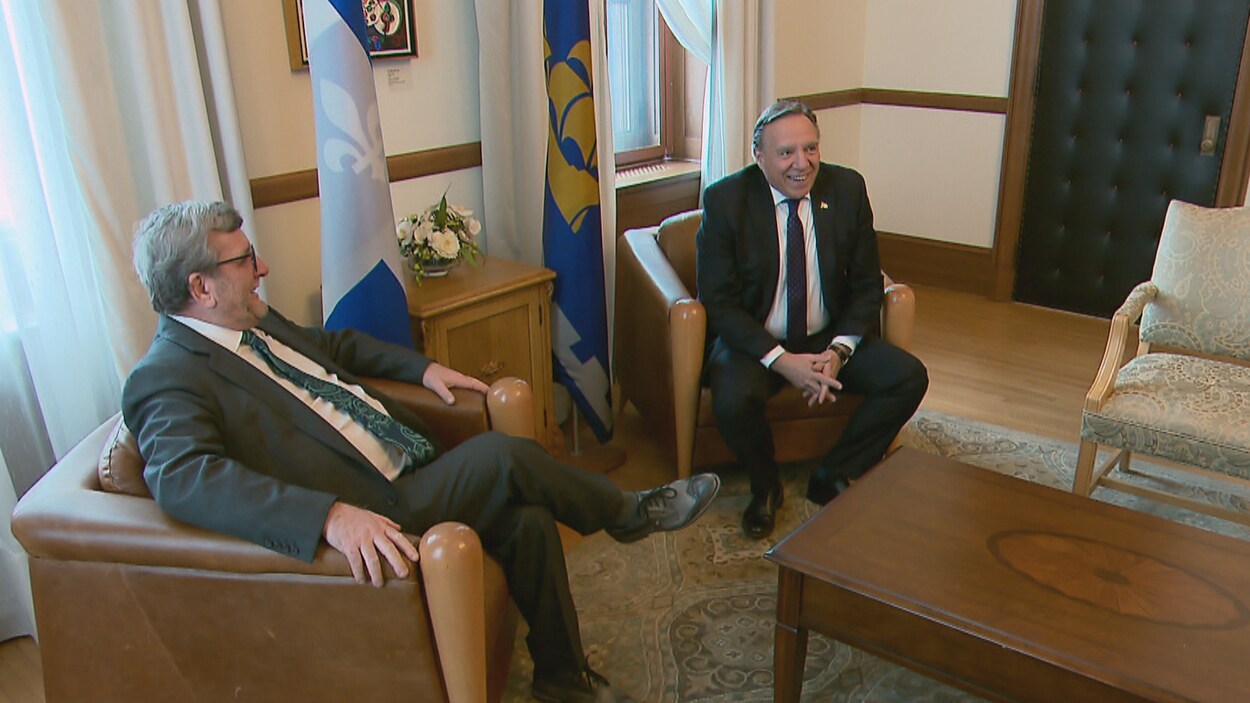 Le maire de Québec Régis Labeaume et le premier ministre François Legault