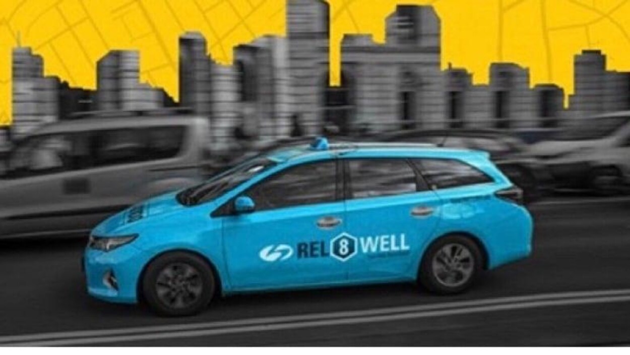 Une voiture de l’entreprise de service de transport Rel8.