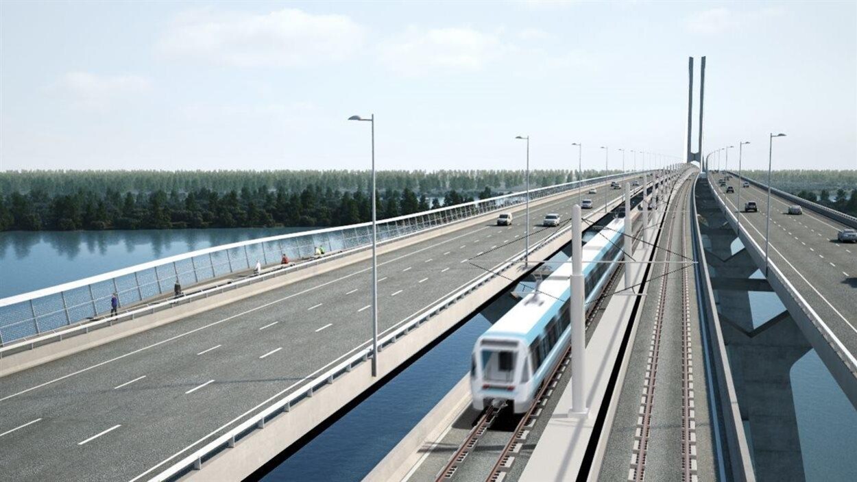 Simulation du projet de REM sur le futur pont Champlain.