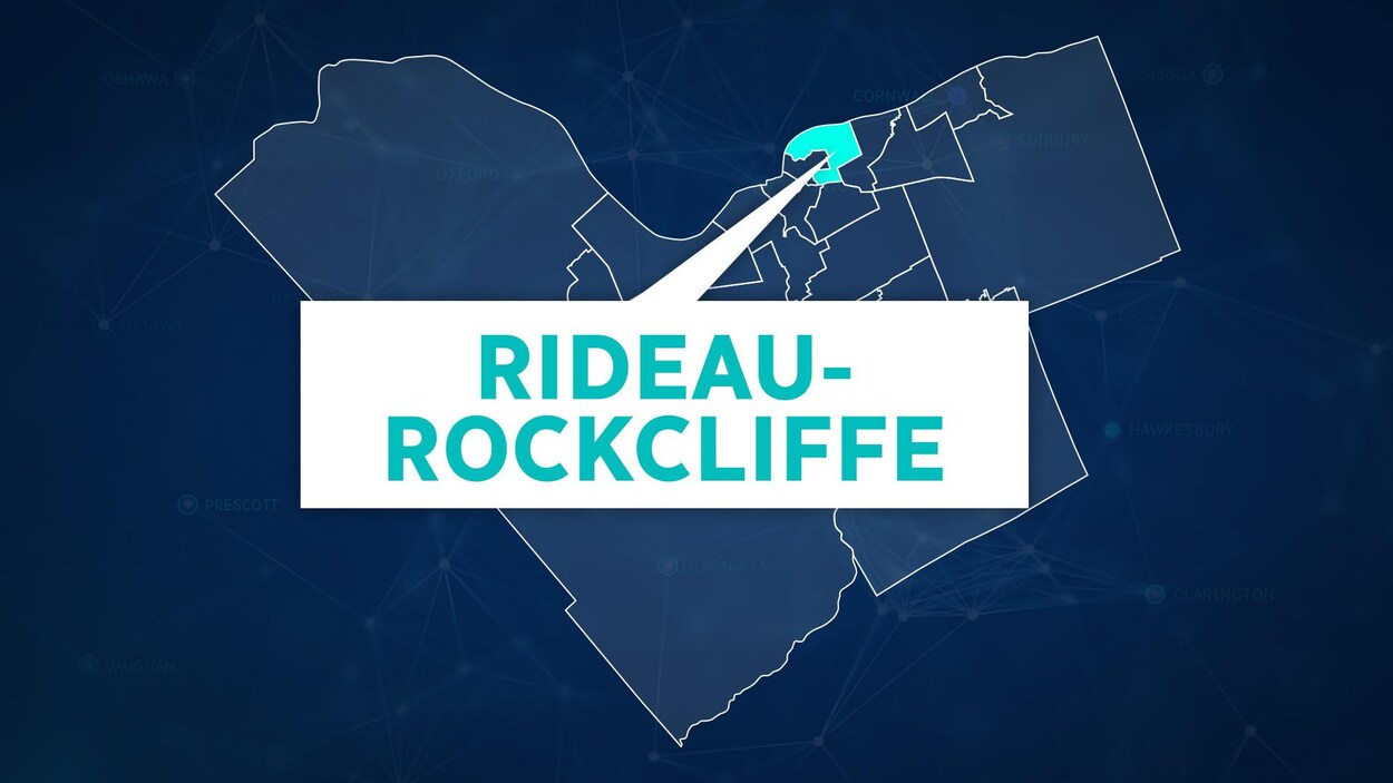 Une carte de la ville d'Ottawa montre l'emplacement du quartier Rideau-Rockcliffe.