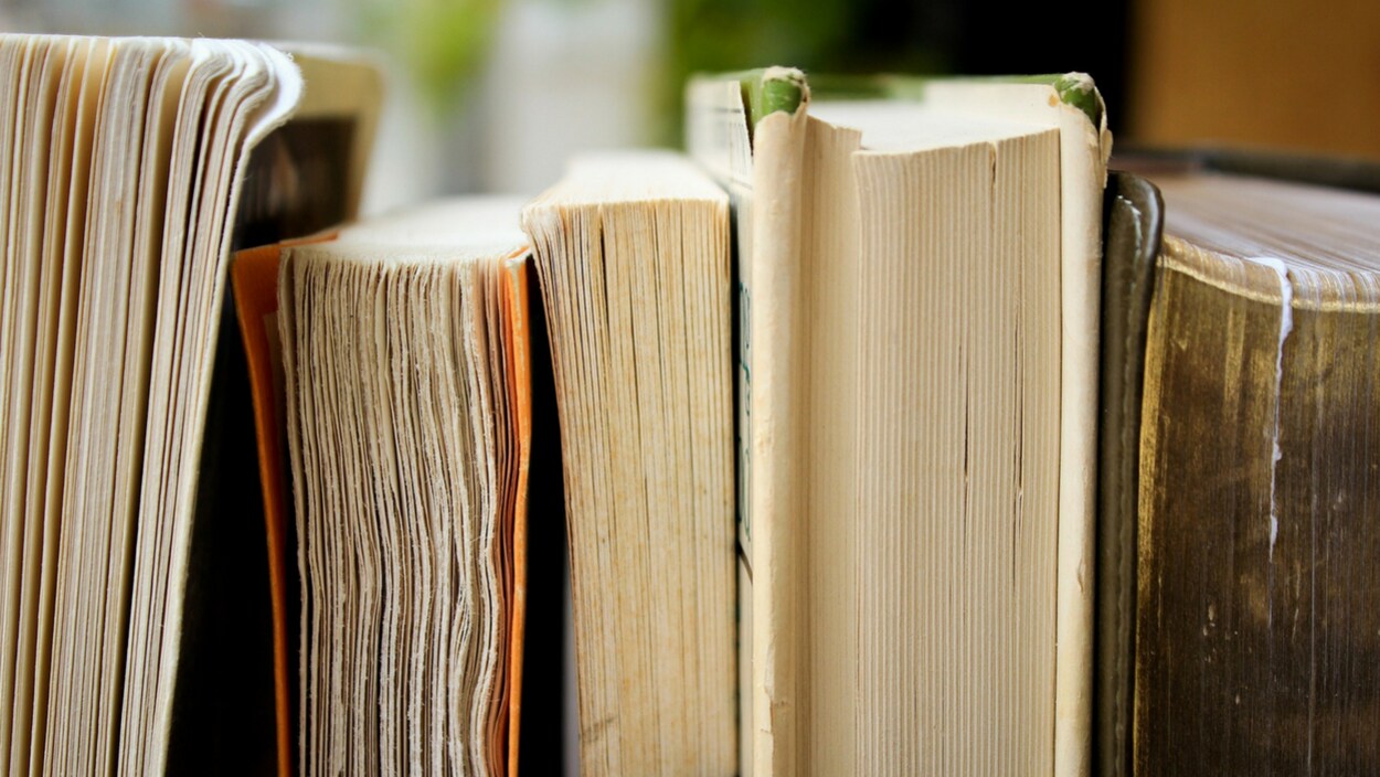 De vieux livres avec les pages jaunies et froissées.