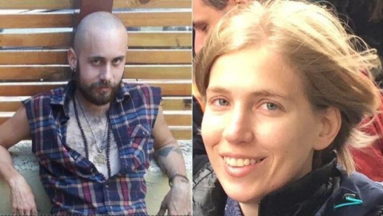 Un montage de deux photos : un plan moyen de Sean McKenzie adossé à une clôture et un plan serré du visage souriant d'Amelie Sakkalis.