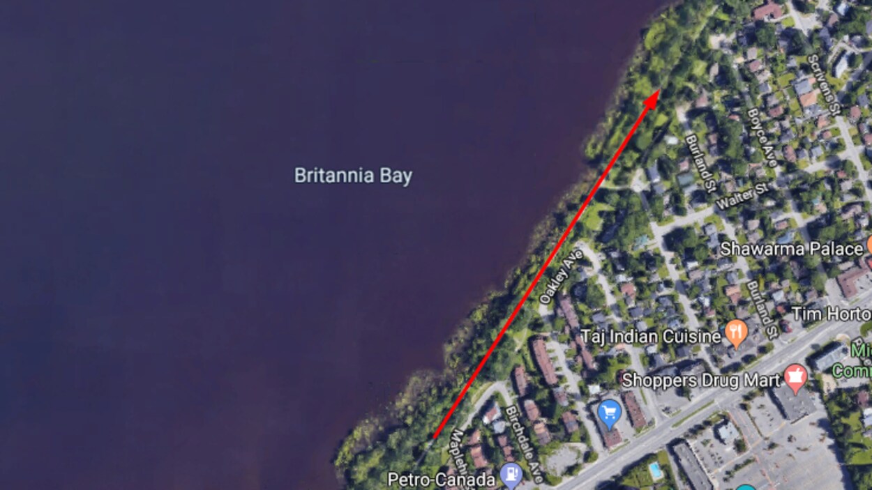 Une carte indiquant l'endroit du mur de soutènement du sentier Britannia.