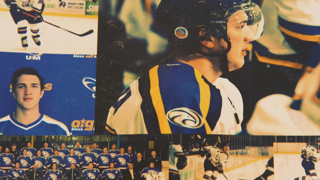 Des photos souvenirs des années de hockey de Simon.