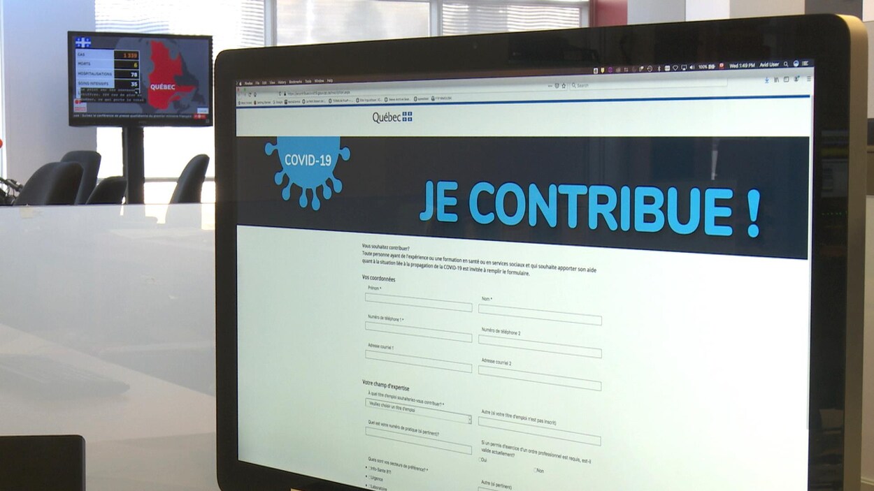 Un écran d'ordinateur sur la page d'accueil du site « Je contribue! »