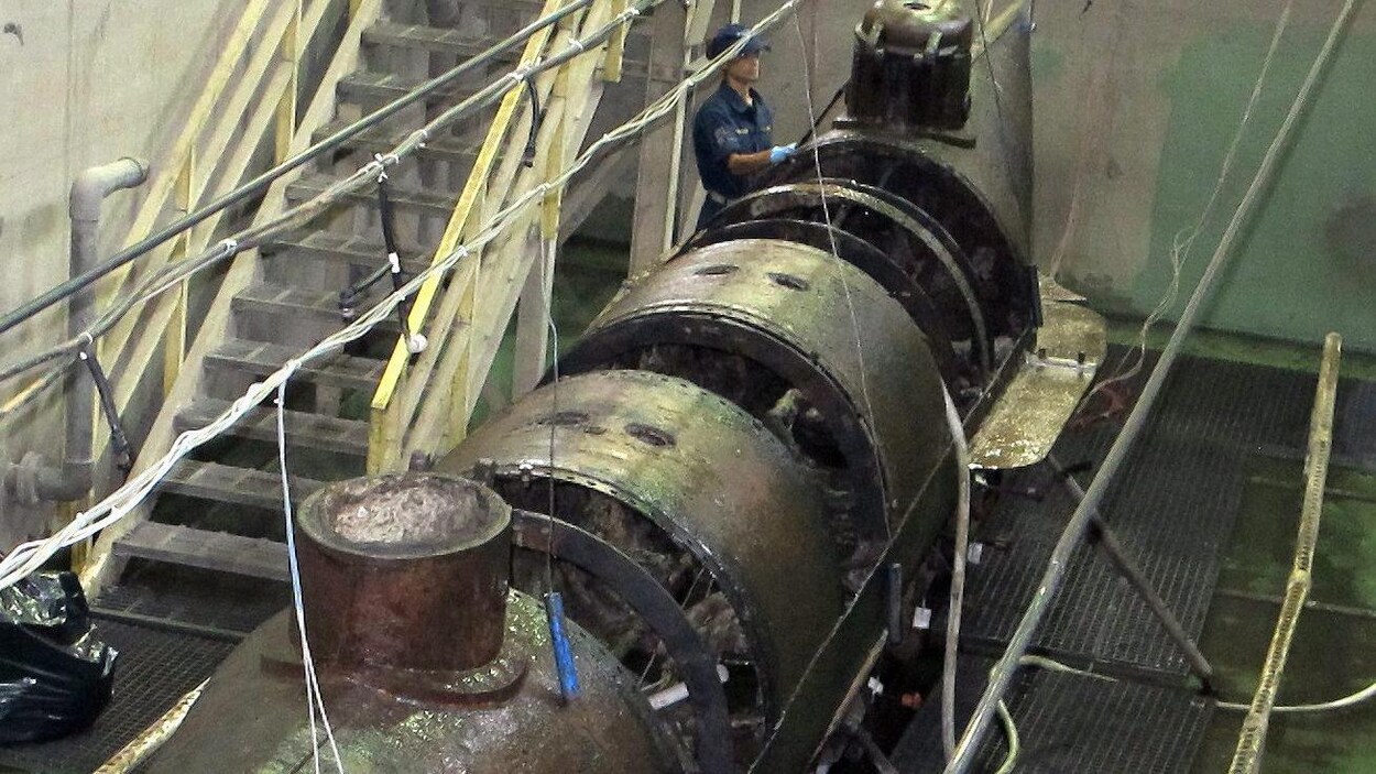 Les chercheurs ont retiré la rouille et les sédiments sur le sous-marin américain H.L. Hunley. Les chercheurs ont retiré la rouille et les sédiments sur le sous-marin américain H.L. Hunley.