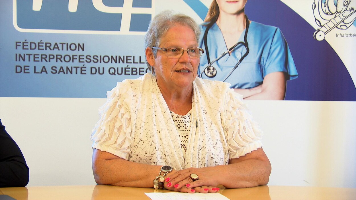 Lyne Plante en point de presse.