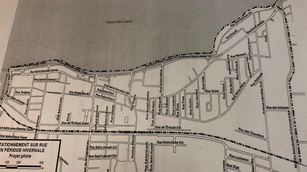 Secteur de Rimouski où le stationnement hivernal sera possible cet hiver.