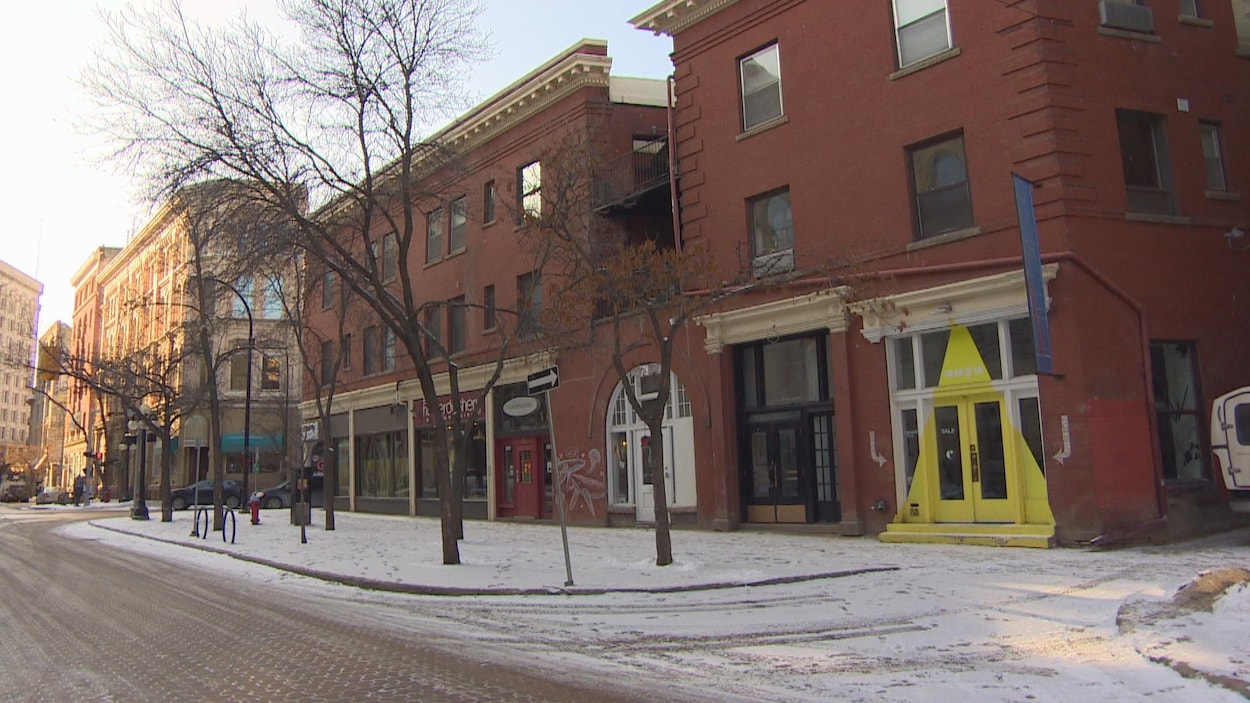 Un rue du quartier de la Bourse de Winnipeg.