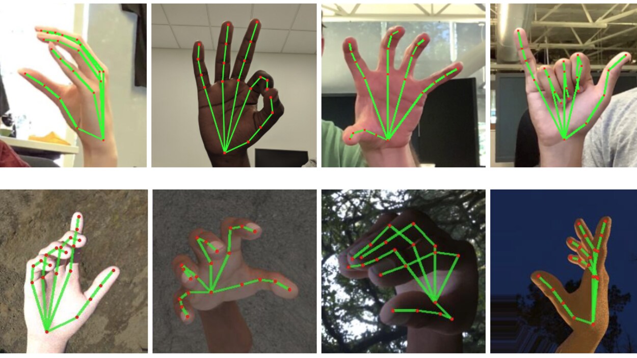 Des mains placées dans différentes poses.