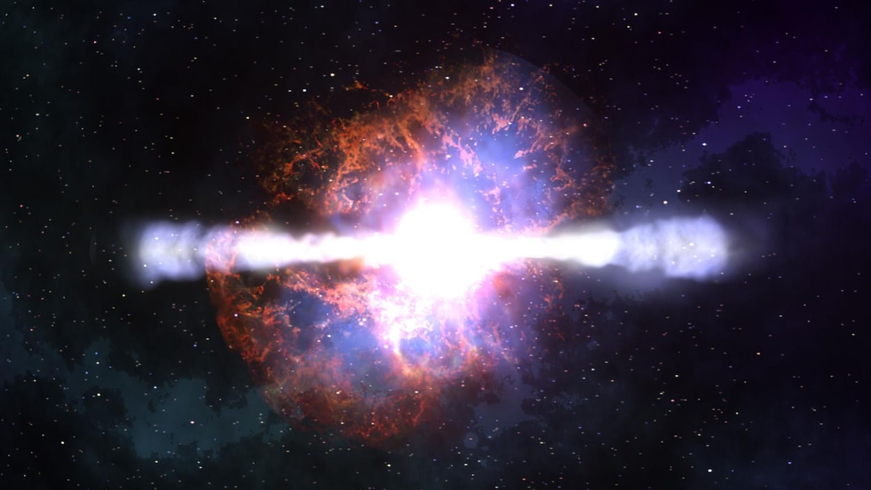 Représentation artistique d'une supernova. Représentation artistique d'une supernova.