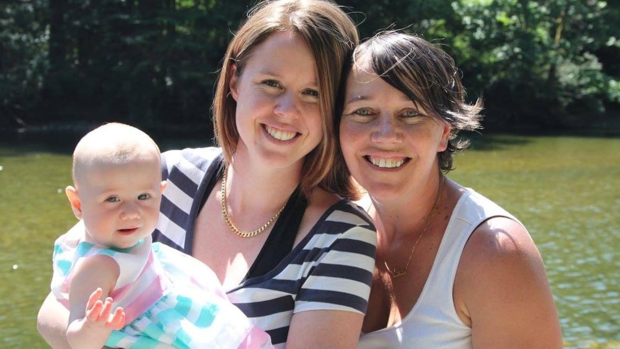Un couple de femmes et leur petite fille.