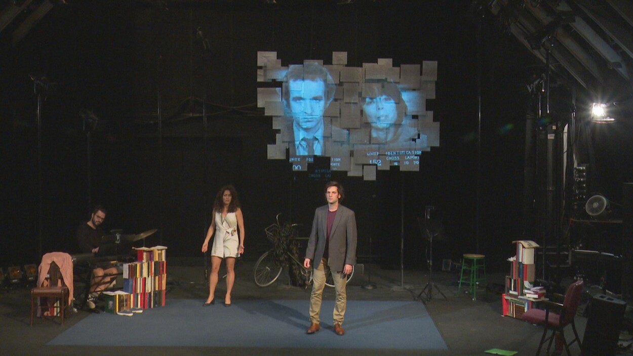Les comédiens Simon Landry-Désy et Catherine Allard en répétition.