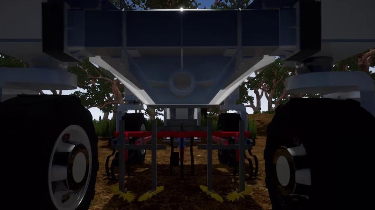 Gros plan sur les roues et les mécanismes d'un tracteur robot