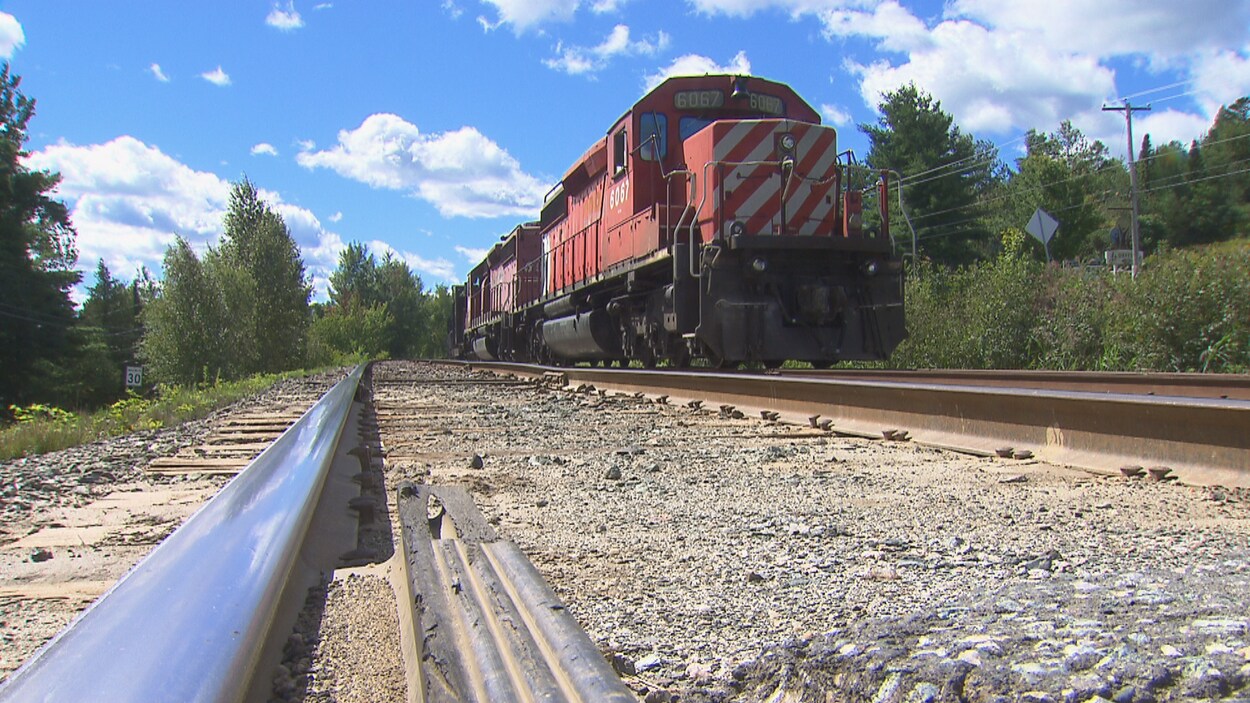 Une locomotive immobilisée sur la voie ferrée.