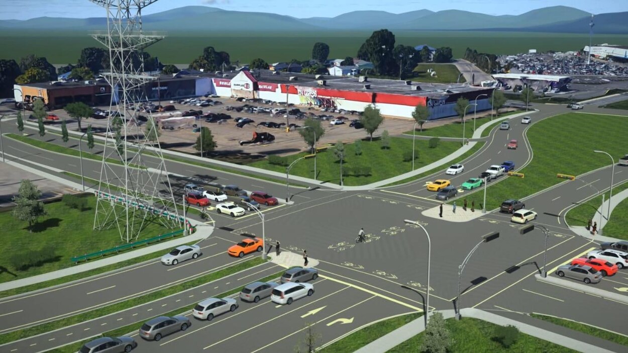 L’intersection du boulevard des Récollets et de la rue Bellefeuille en maquette.