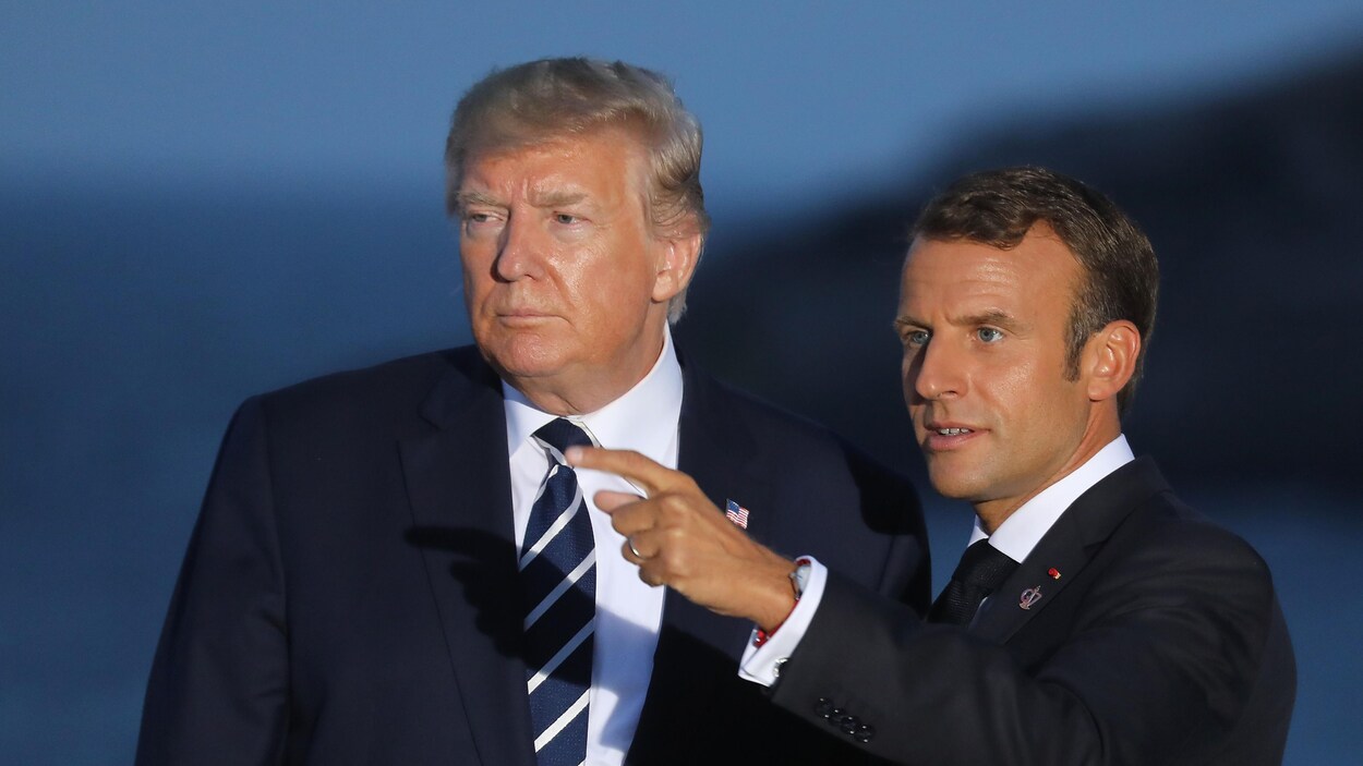 Le président américain Donald Trump en compagnie de son homologue français, Emmanuel Macron.