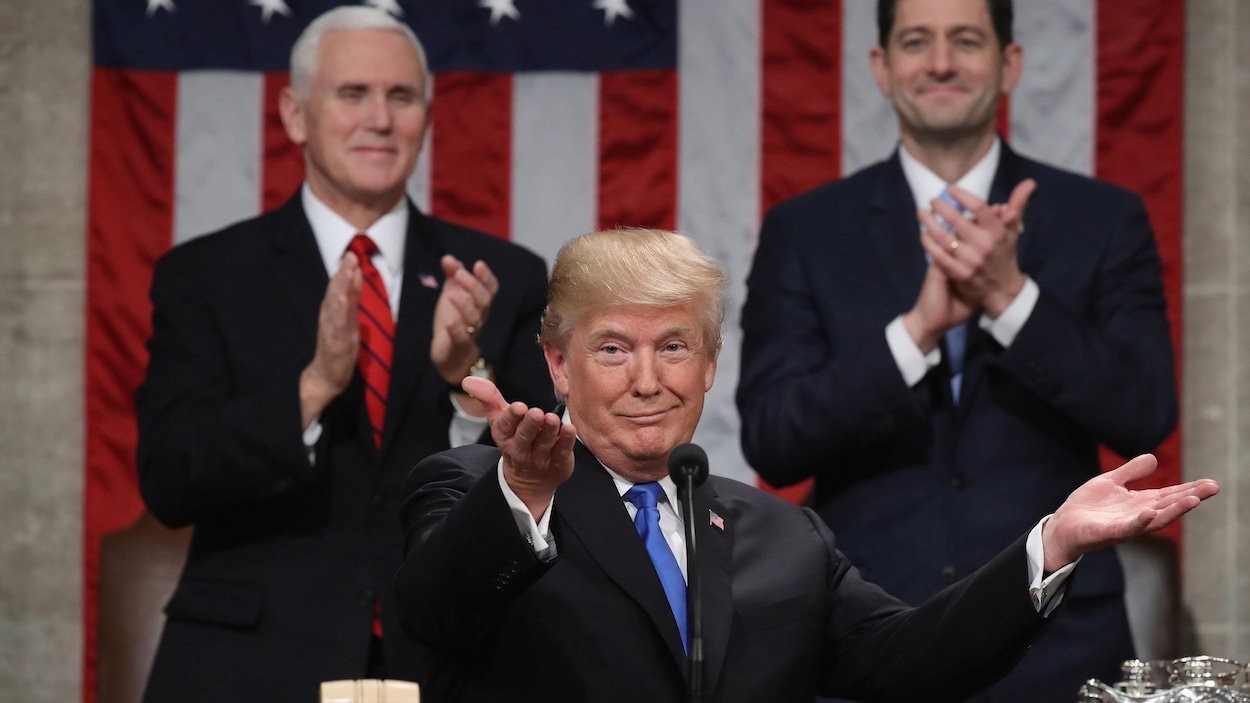 Donald Trump lors de son premier discours sur l'état de l'Union. Donald Trump lors de son premier discours sur l'état de l'Union.