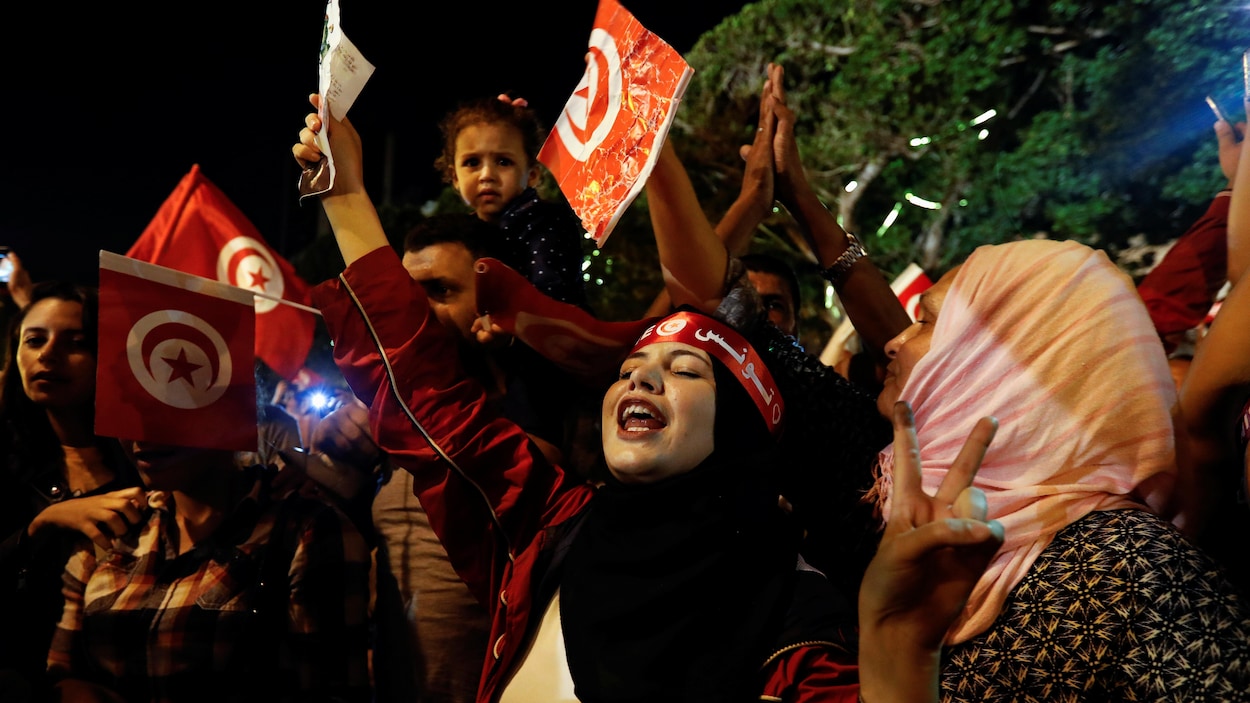Des manifestants tunisiens.