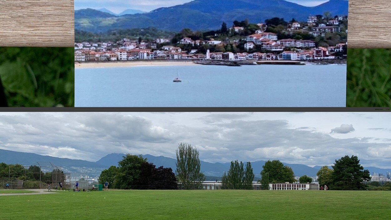 Montage photo de la France et de ses montagnes et de Vancouver et ses montagnes.