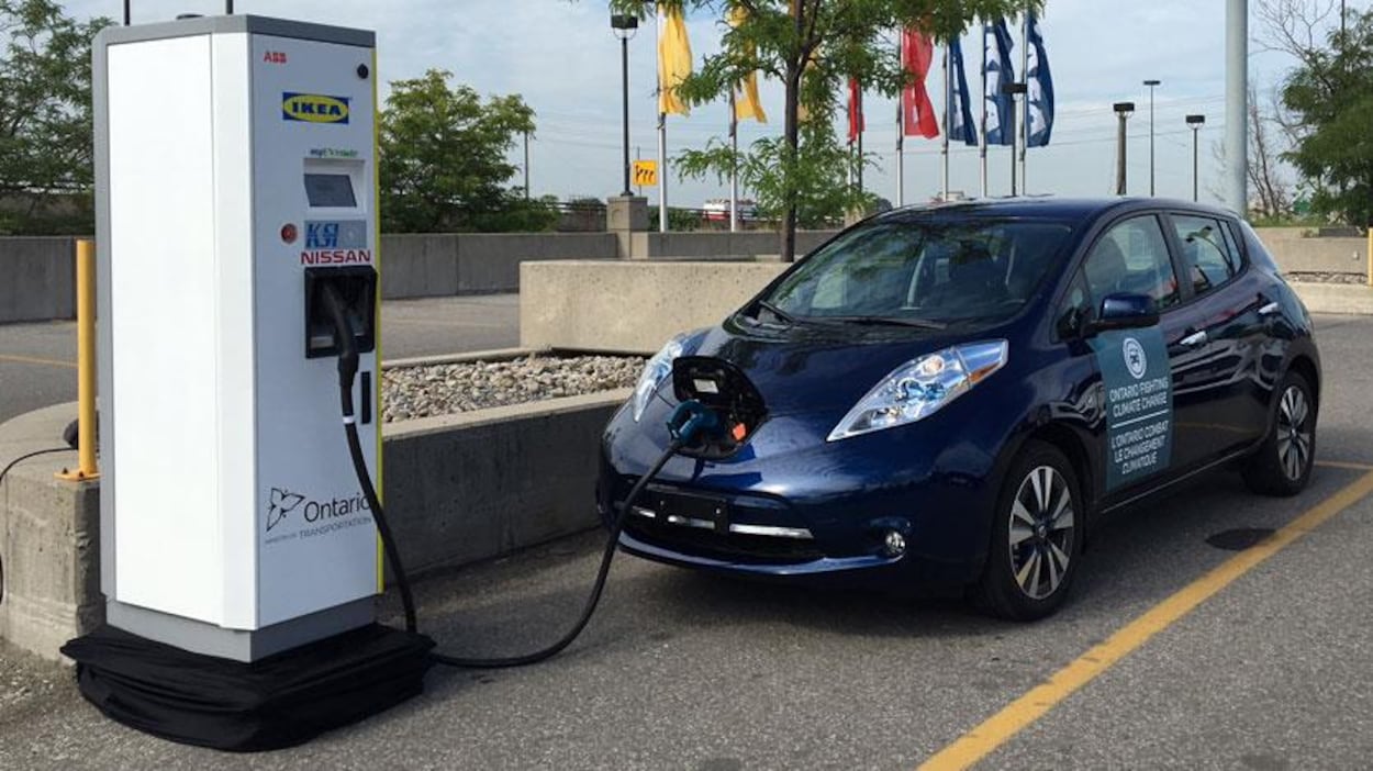Une borne de recharge pour voitures électriques à Toronto