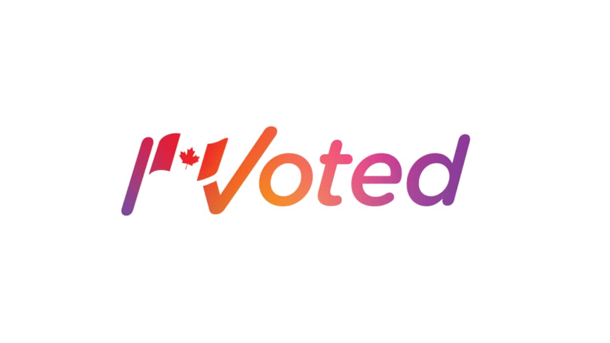 L'inscription « I Voted » aux couleurs d'Instagram et avec un drapeau du Canada.