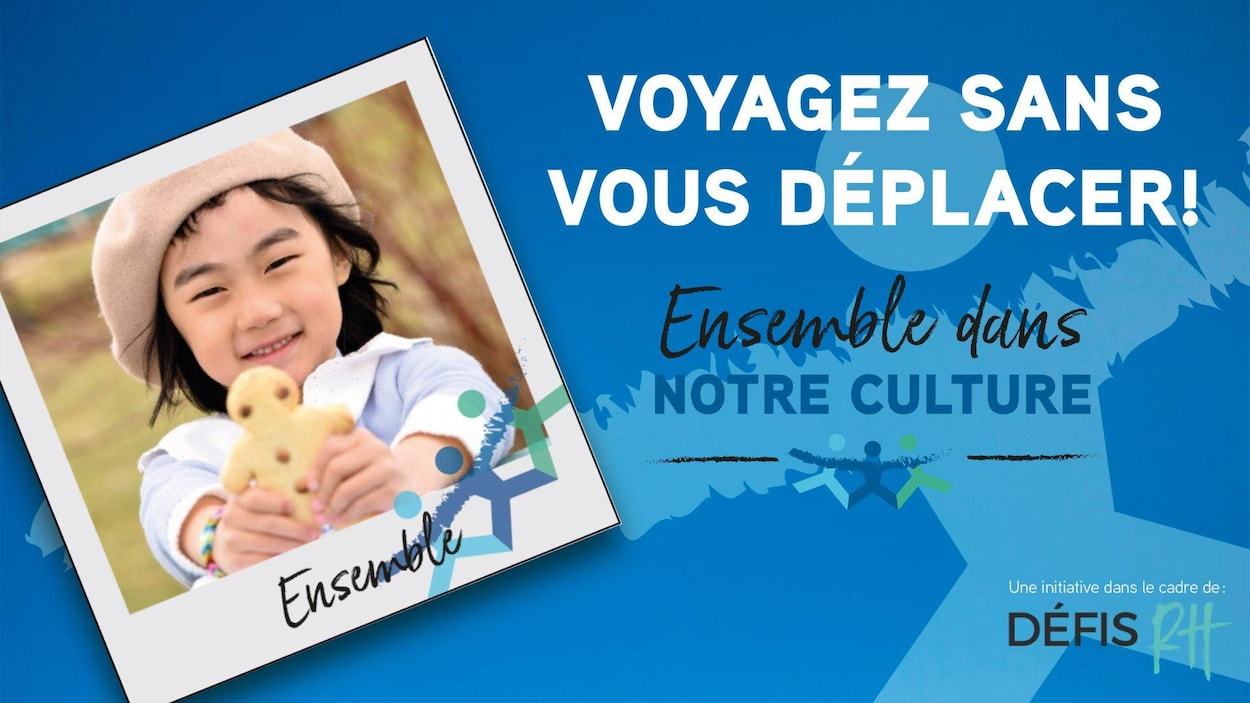 Affiche promotionnelle qui dit Voyagez sans vous déplacer.