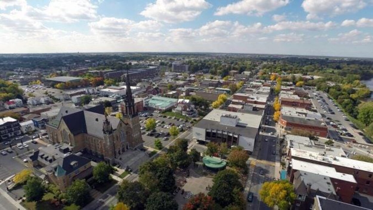Vue aérienne de Drummondville.