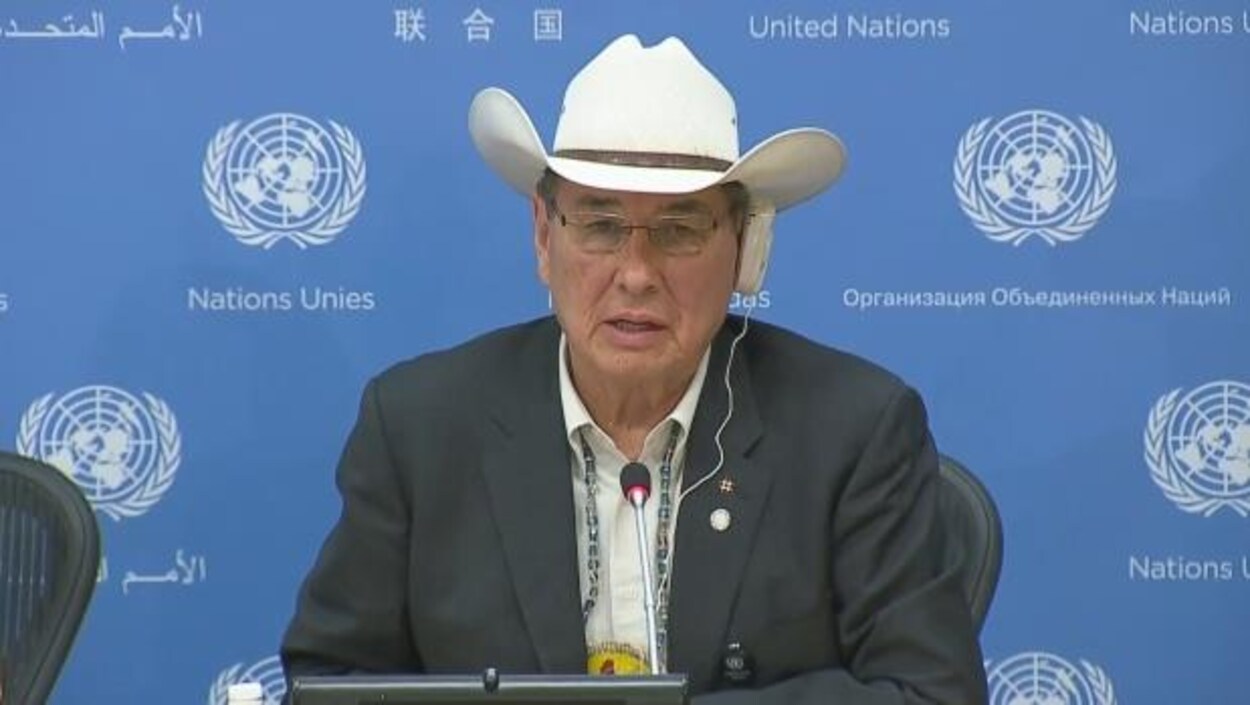 L'avocat cri et ancien chef Willie Littlechild à la 16e session de l'Instance permanente de l'ONU sur les questions autochtones L'avocat cri et ancien chef Willie Littlechild à la 16e session de l'Instance permanente de l'ONU sur les questions autochtones