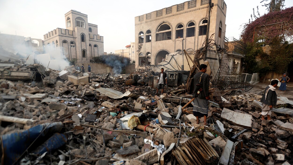Un bâtiment détruit par des frappes aériennes à Sanaa, Yémen, le 6 juin 2018.