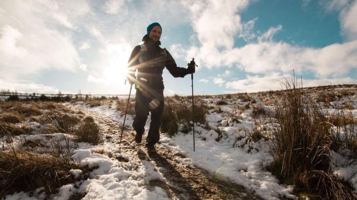 Yvan L'Heureux pendant la course Montane Spine.