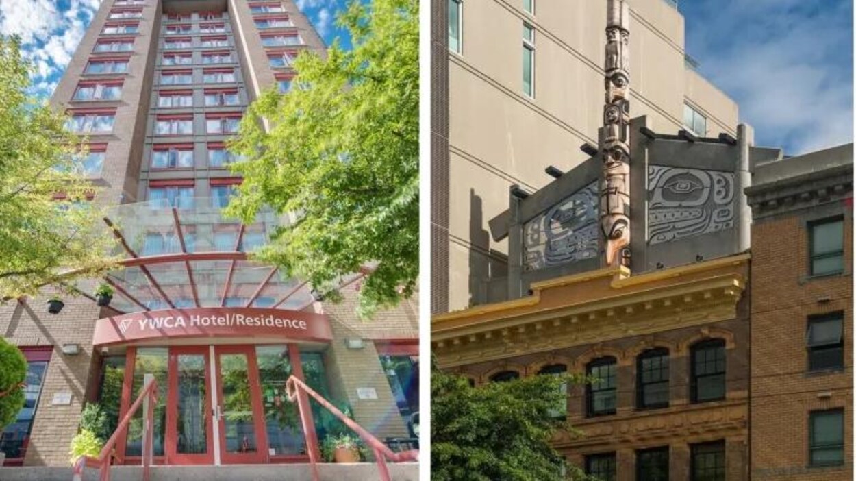 Les façades de l'hôtel YWCA de Vancouver et du Skwachàys Lodge and Gallery.