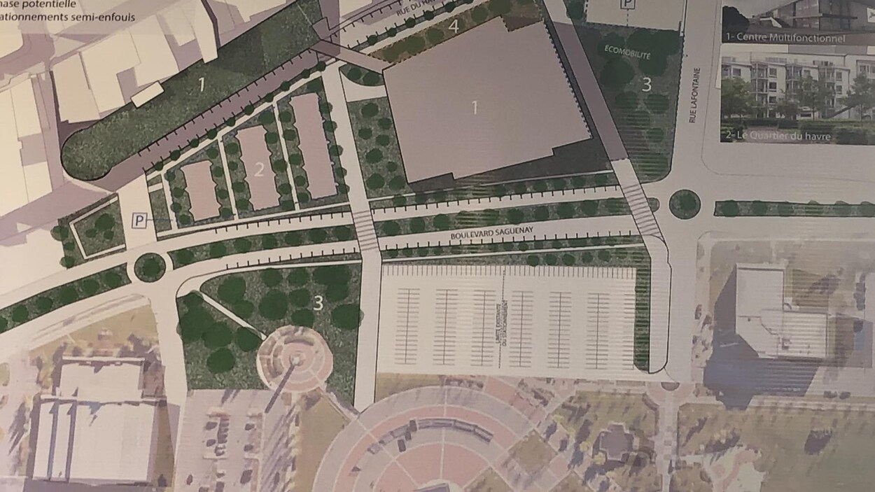 Le plan du prochain projet de la Ville de Saguenay pour moderniser la zone ferroviaire.
