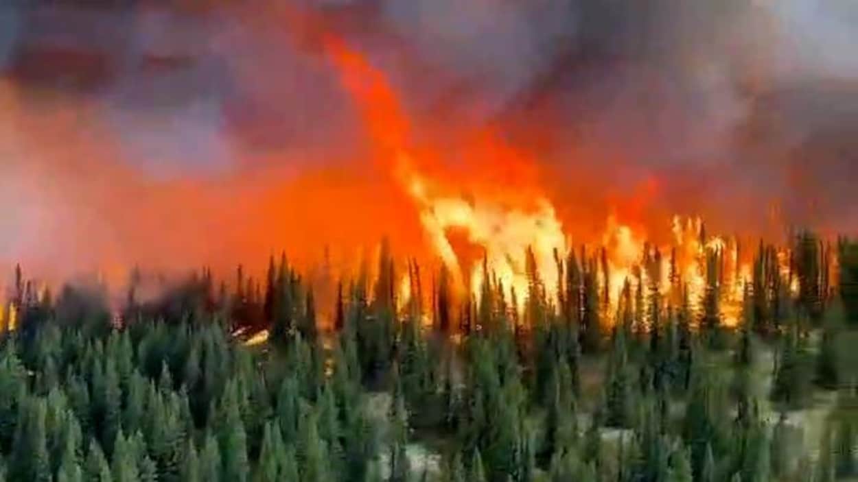 Un incendie de forêt fait rage près de la route 389 sur la Côte-Nord