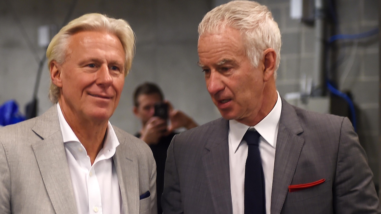Björn Borg et John McEnroe à la présentation de la Coupe Laver à Chicago