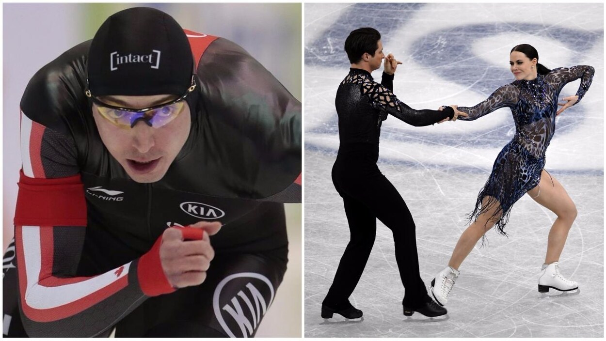 Alex Boisvert-Lacroix (à gauche) patine pendant le 500 m de la Coupe du monde de Salt Lake City. Le duo Tessa Virtue / Scott Moir (à droite) exécutent leur routine aux finales du Grand Prix de l'ISU, à Nagoya. Alex Boisvert-Lacroix (à gauche) patine pendant le 500 m de la Coupe du monde de Salt Lake City. Le duo Tessa Virtue / Scott Moir (à droite) exécutent leur routine aux finales du Grand Prix de l'ISU, à Nagoya.