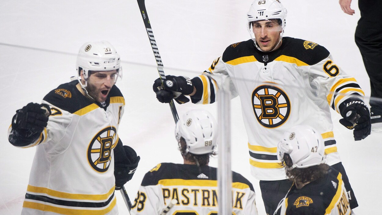 Patrice Bergeron, David Pastrnak, Brad Marchand et Torey Krug Patrice Bergeron, David Pastrnak, Brad Marchand et Torey Krug