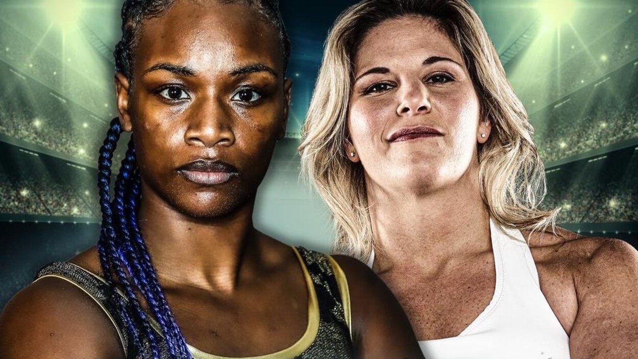 L'affiche promotionnelle du combat à venir entre Claressa Shields et Marie-Eve Dicaire.