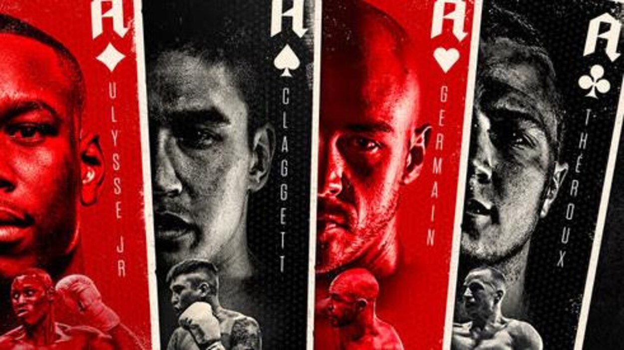 Une affiche promotionnelle de boxe rouge et noire