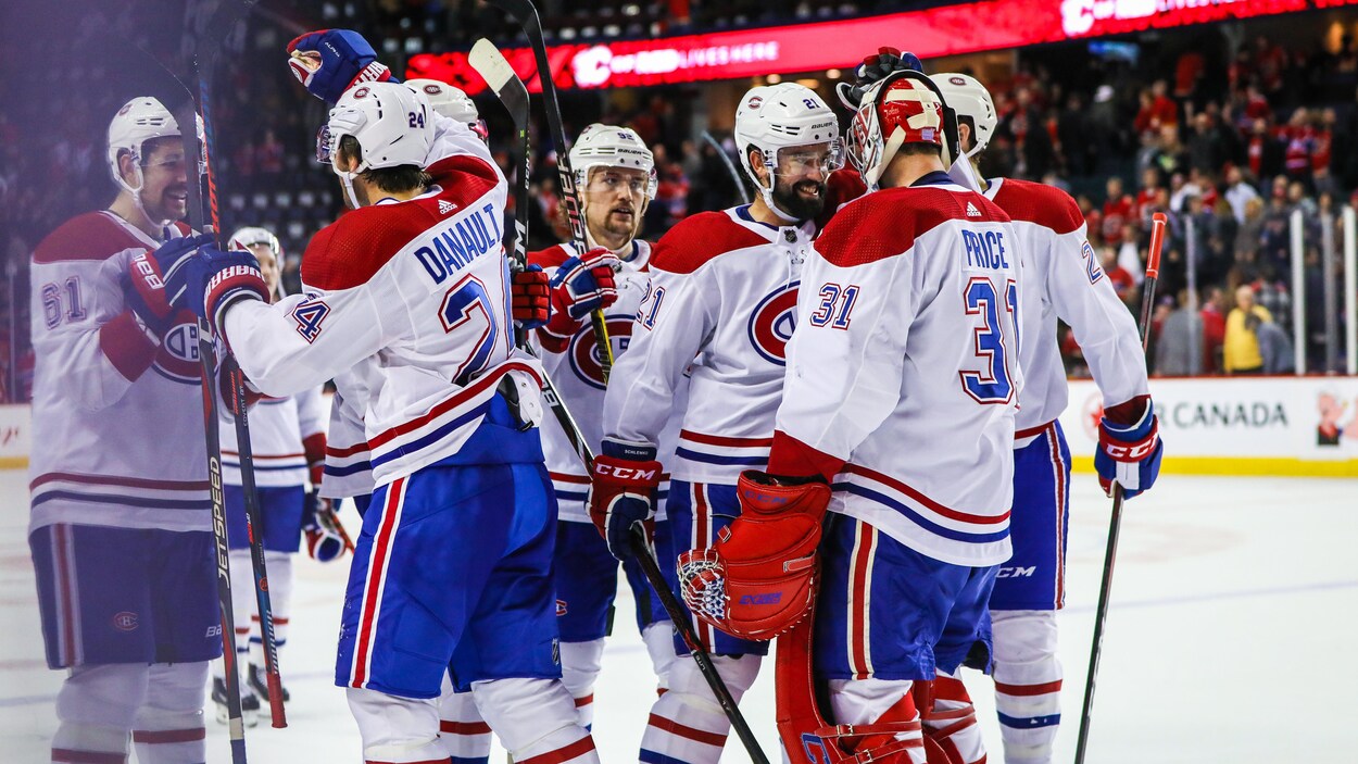 Le Canadien célèbre une victoire à Calgary.