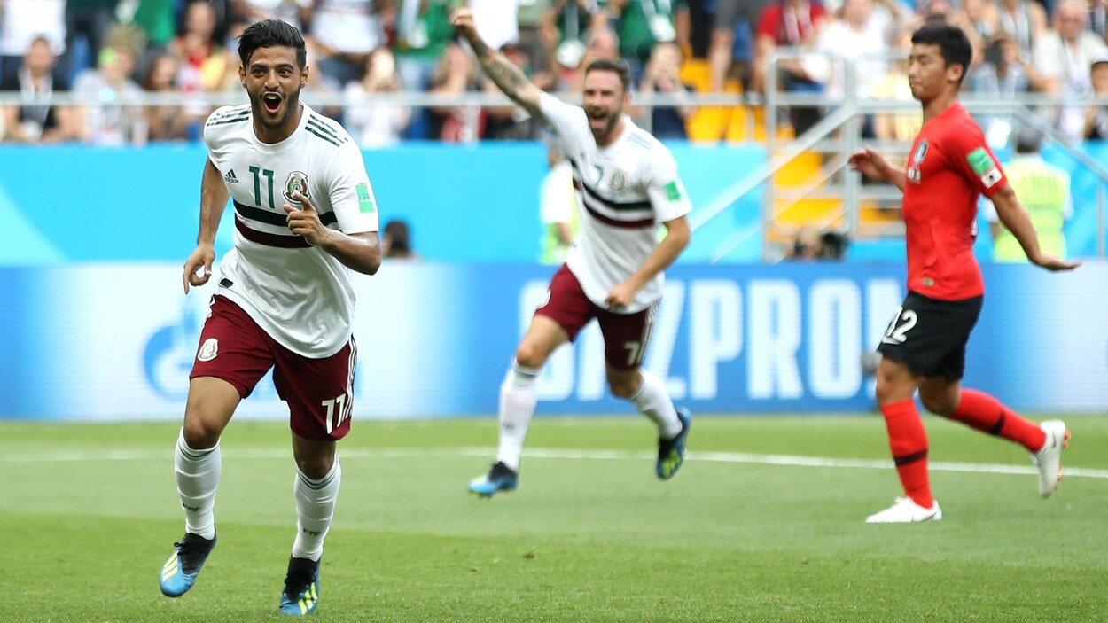 Carlos Vela (11) a marqué le premier but du Mexique face à la Corée du Sud. Carlos Vela (11) a marqué le premier but du Mexique face à la Corée du Sud.