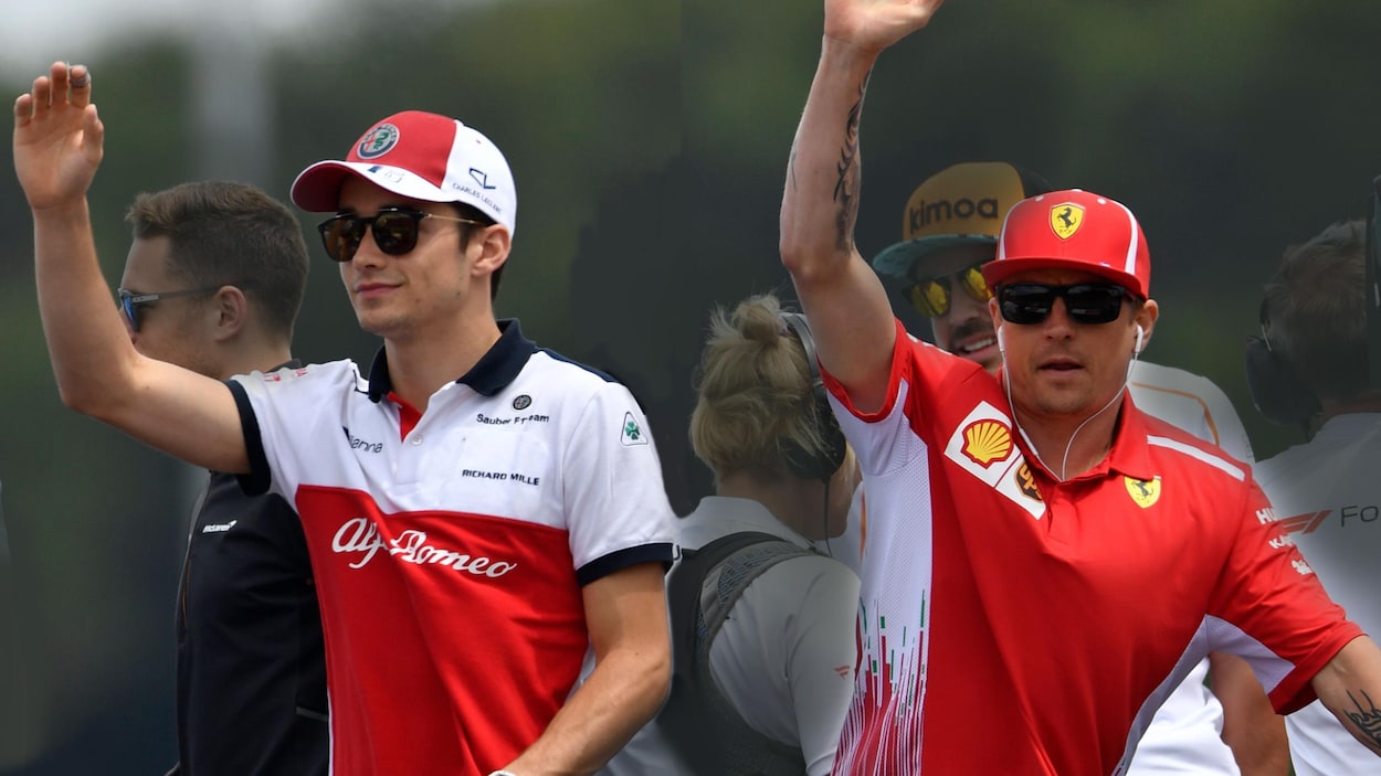 Charles Leclerc (à gauche) et Kimi Raikkonen