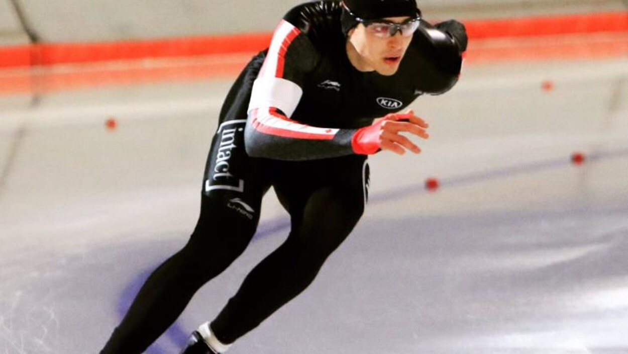 David La Rue en patinage longue piste