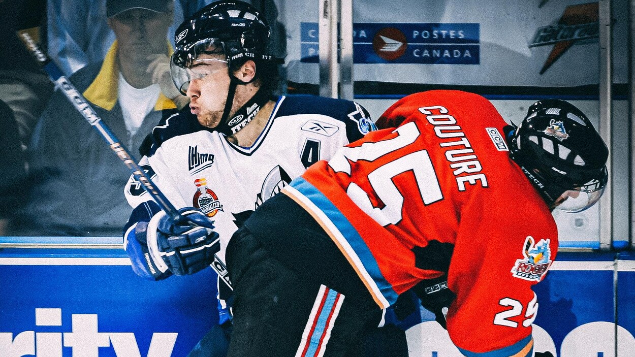 Eric Neilson, de l'Océanic de Rimouski, est mis en échec par Liam Couture, des Rockets de Kelowna, au printemps 2005 Eric Neilson, de l'Océanic de Rimouski, est mis en échec par Liam Couture, des Rockets de Kelowna, au printemps 2005